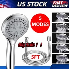 High Pressure Shower Head 5 Settings Handheld Shower Heads Spray With 5 FT Hose