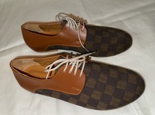 Evangelia Drosi Women  s Shoe Brown Checkered Handmade Greece Size 40/US 9 Oxford