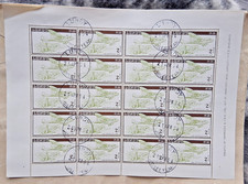 GREAT BRITAIN LUNDY 1954 HARRISON SHEET OF 20 PLANE OVER LIGHTHOUSE STAMPS USED