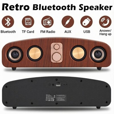 Retro Bluetooth Speaker with FM Radio & USB/ TF/ AUX Portable Bluetooth speaker