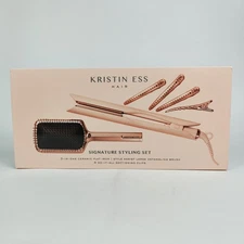 Kristin Ess Hair Signature Styling Set 3-in-1 Ceramic Flat Iron w/ Brush & Clips