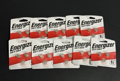 Bundle of 30 Energizer 357 / 303 -  1.55 V - 3 Pack Battery - Exp 03/2030