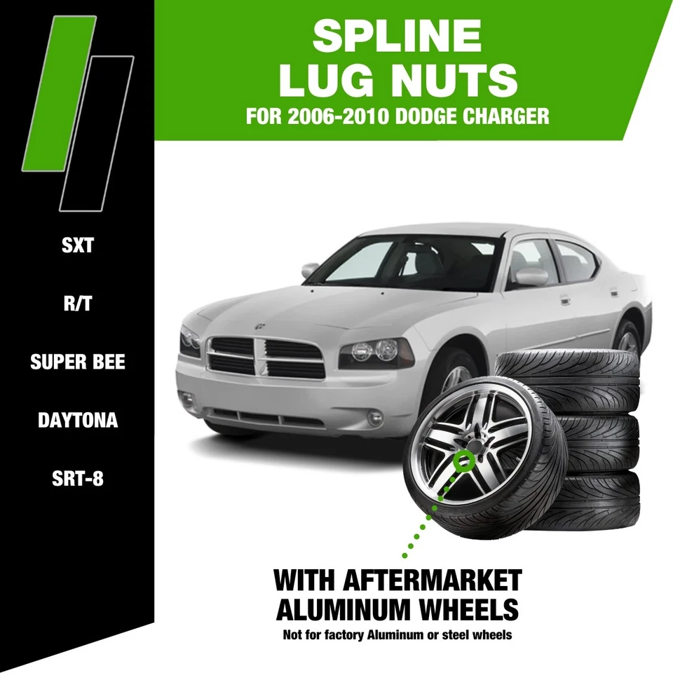 Tuercas cromadas para Dodge Charger 2006-2010 con ruedas de repuesto Foto 2 de 4