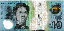 2017 $10 EA173037058 Last Prefix Ten Dollar Australian Polymer Banknote Circulat