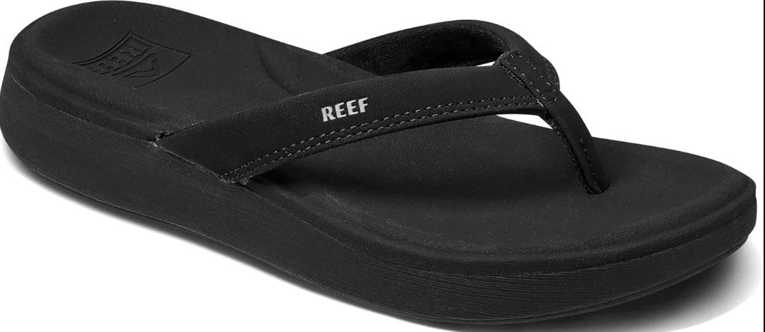 Reef Cushion Cloud Women's 7 Flip Flop Soft Molded Footbed Arch Support Black