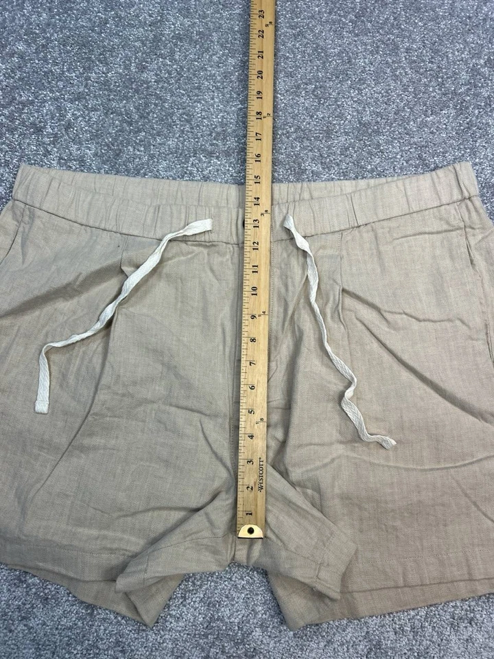 Pantalones Cortos Bonobos Mujer XXL Beige Espiga Algodón Elastizados Tiro Alto Cordón Foto 4 de 4