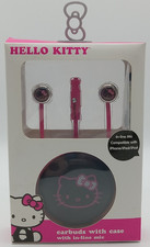 Sanrio Hello Kitty Pink Wired Earbuds In-Line Mic and Case 2013 Sakar 0790713