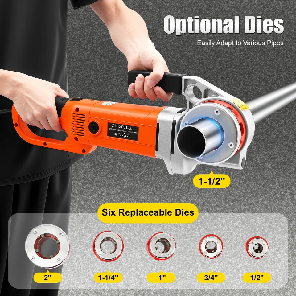 2300W Electric Portable Pipe Threader w/6 Dies 1/2" - 2" Threading Machine 220V - Image 3 of 4