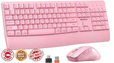 Wireless Keyboard Mouse Set MEETION Full-Sized Cordless 3 DPI Adjustable Pink
