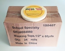 Ivory Masking Tape 1/2" x 60 Yards 24 Roll Case, School Smart