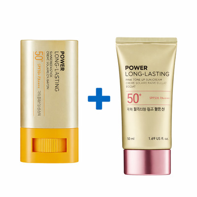 THE FACE SHOP Sun Stick + Pink Tone Up Cream Duo Power Long Lasting 2pc