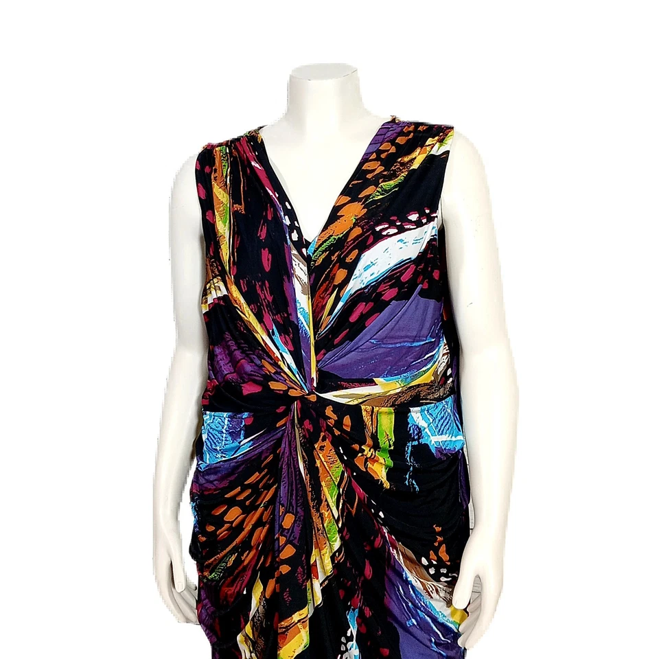 Vestido T-Bags Los Angeles 2X Sin Mangas Torcido Frontal Cuello en V Bodycon Artístico Plus Foto 2 de 4