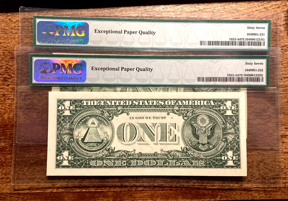 1995 $1 Federal Reserve Web Notes PMG 67 EPQ SUPERB GEM (4) SEQUINTIAL Notes!!! - Image 3 of 3