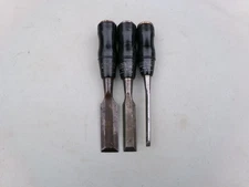 Stanley No 60 Black Handle Bevel Edge Wood Chisel Lot of 3 USA