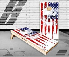 Skull Smoke Flag Cornhole Boards Bean Bag Toss Game