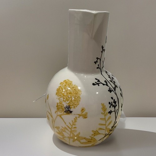 NWT Tag Brand Let It Bee Water Jug Pitcher Bees Flowers Textured Long Neck - Picture 3 of 7