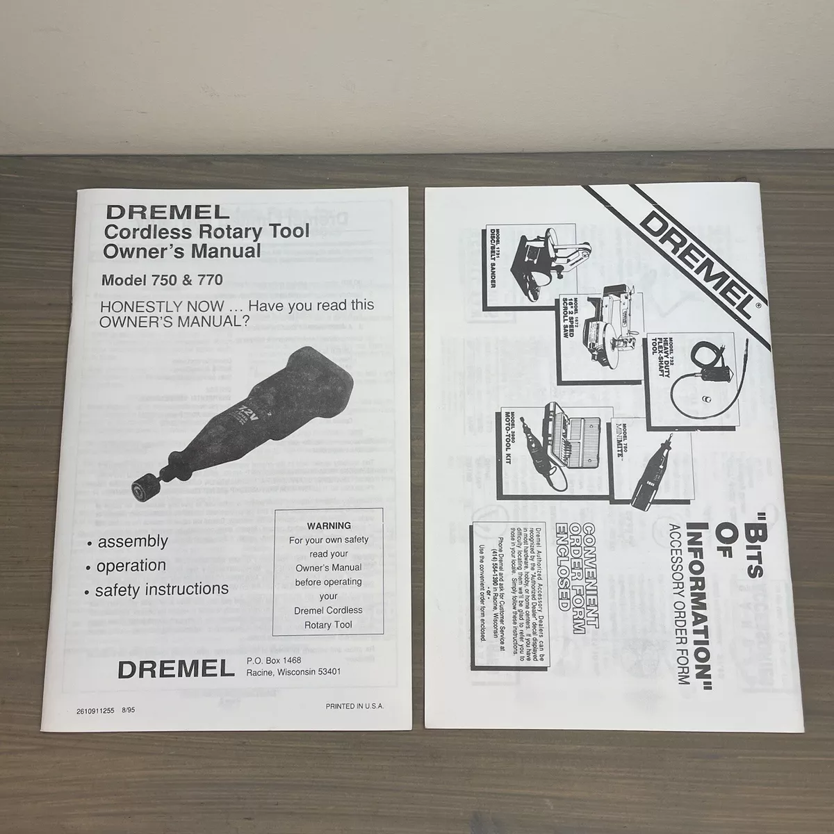 bestemt aldrig dukke Owner&#039;s Operator&#039;s Manual (Dremel Cordless Rotary tool) Model #:  750 &amp; 770 | eBay