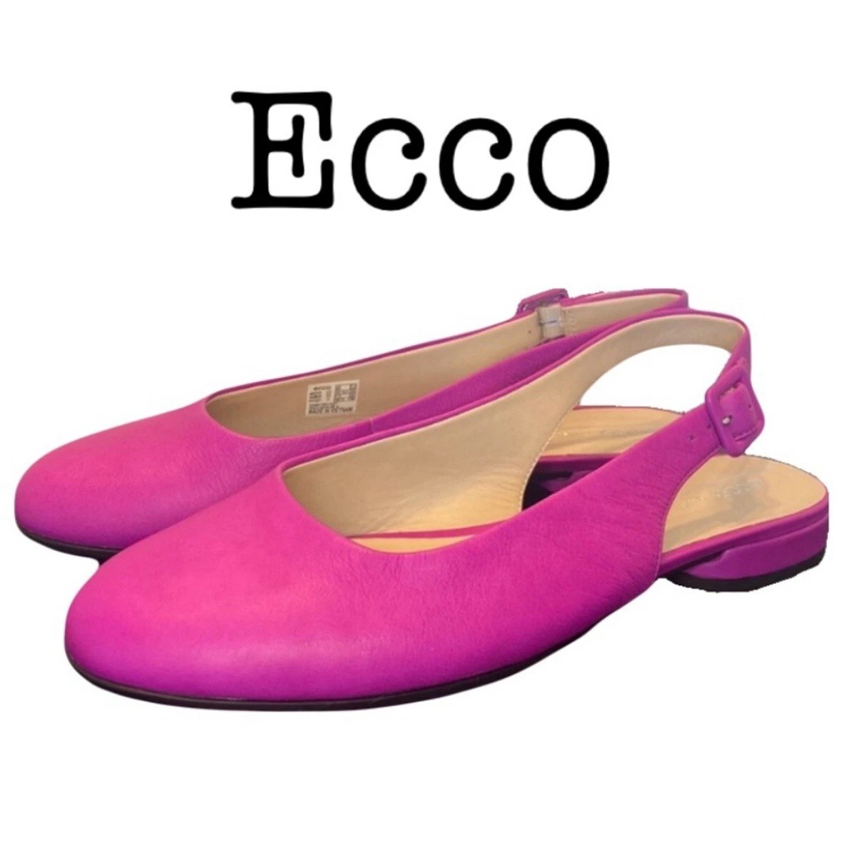 Ballerine Ecco Anine rosa viola con fibbia sul retro taglia 10 5