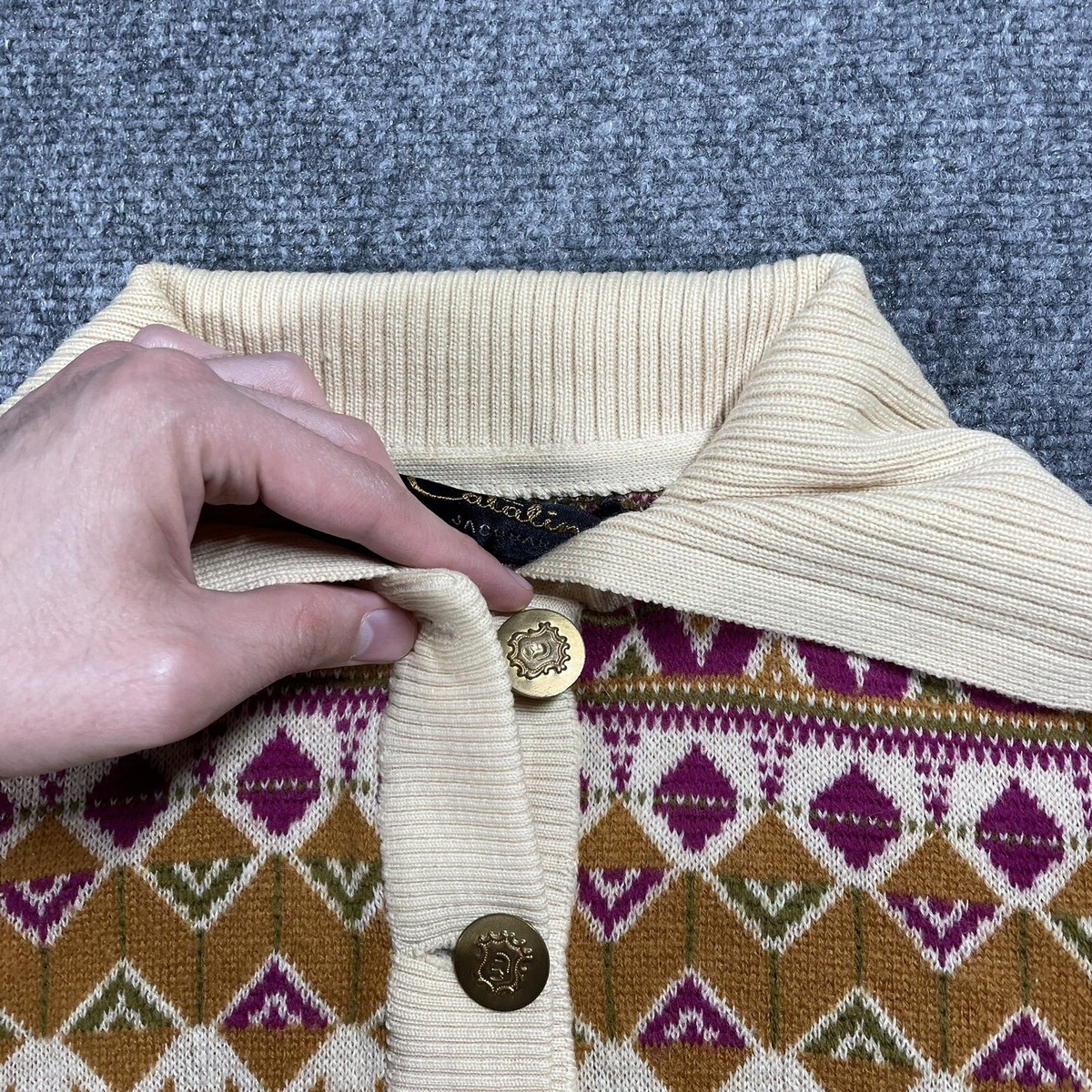 VINTAGE 60s Catalina Cardigan Sweater Women Size XS Wool