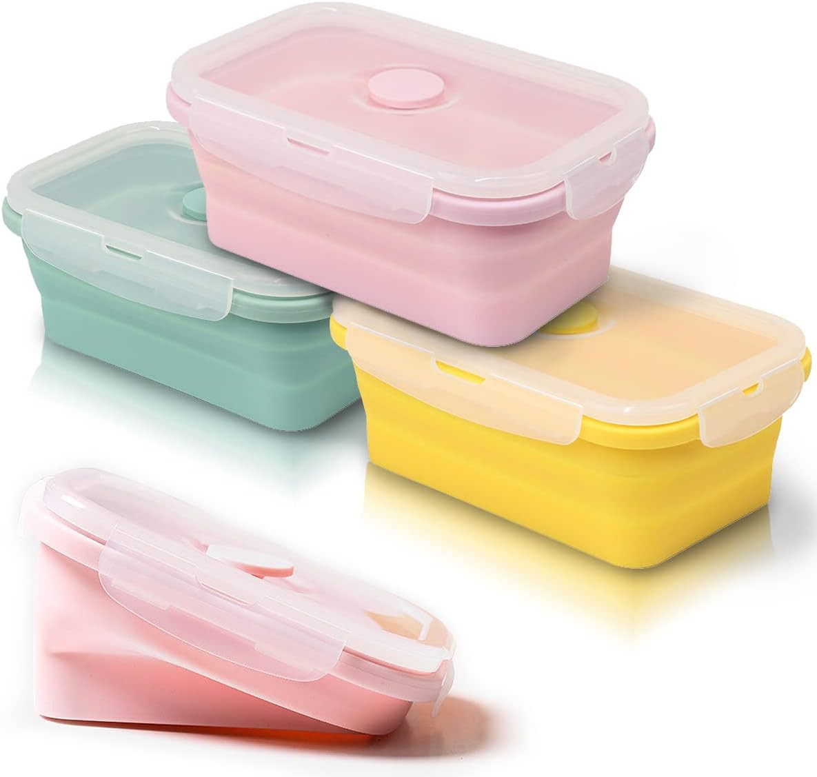 Set 3 Contenitori Alimenti Pieghevoli in Silicone: Salvaspazio Cucina