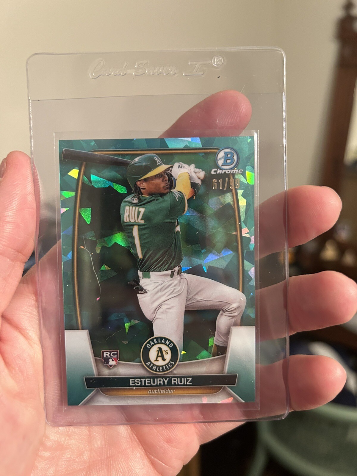 2023 Bowman Chrome Sapphire Esteury Ruiz RC 46 Aqua /99 Oakland A’s Rookie