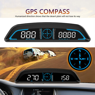 Universal Auto HUD Head Up Display Digital GPS Tachometer MPH Overspeed Alarm