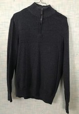 Dockers Gray 100 Cotton 1/4 Zip Front LONG SLEEVE Sweater Men's Large