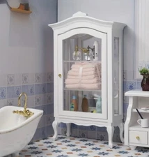 1:12 dollhouse display Shelf Wooden Cabinet with Mirror  Three Shelves furniture