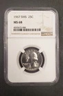 1967 MS 68 Special Mint Set (SMS) Quarter 25c NGC
