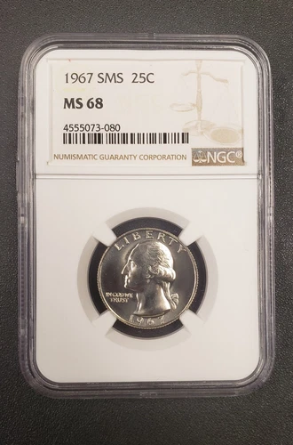 1967 MS 68 Special Mint Set (SMS) Quarter 25c NGC
