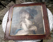 Large Antique Rococo Birdseye Maple Gilt Gesso Frame~Duchess Print 31" by 28"