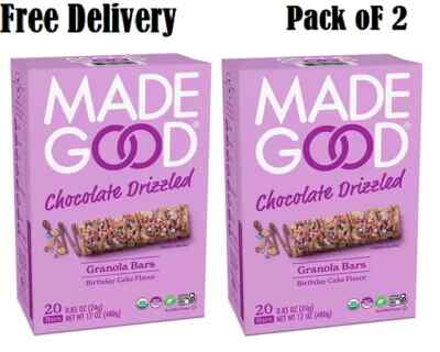 (2-PACK) MadeGood Birthday Cake Drizzled Bars (0.85 oz., 20 pk.)