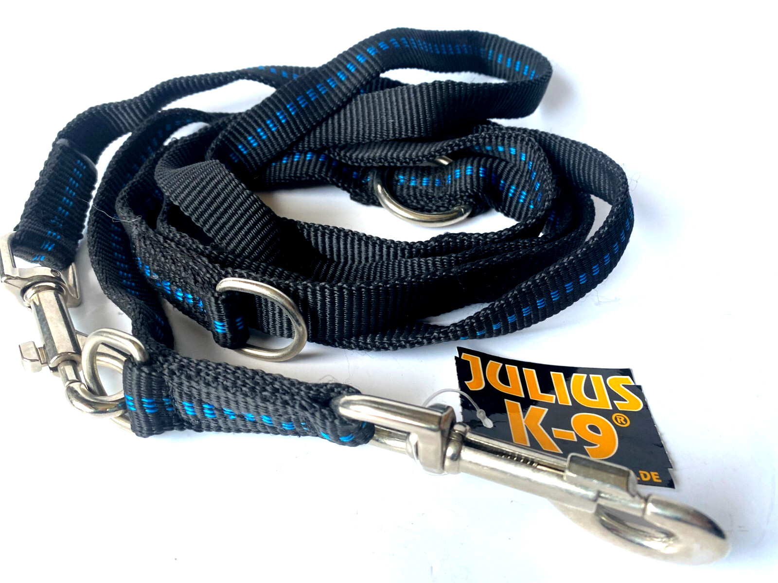 Julius K9 Führleine Schlauchgurt BLAU schwarz Hundeleine 2,2m x 19mm JK411