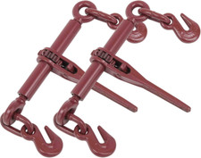 (2 Pack) Ratchet Chain Binder 1/4" - 5/16" Chain Binders Tie down Hauling Red