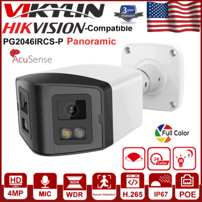 Hikvision Compatible 4MP 180° Panoramic Dual Lens Full Color IR IP Camera Bullet