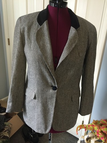 WOOL 1 BUTTON SUIT COAT JACKET BLACK \u0026 