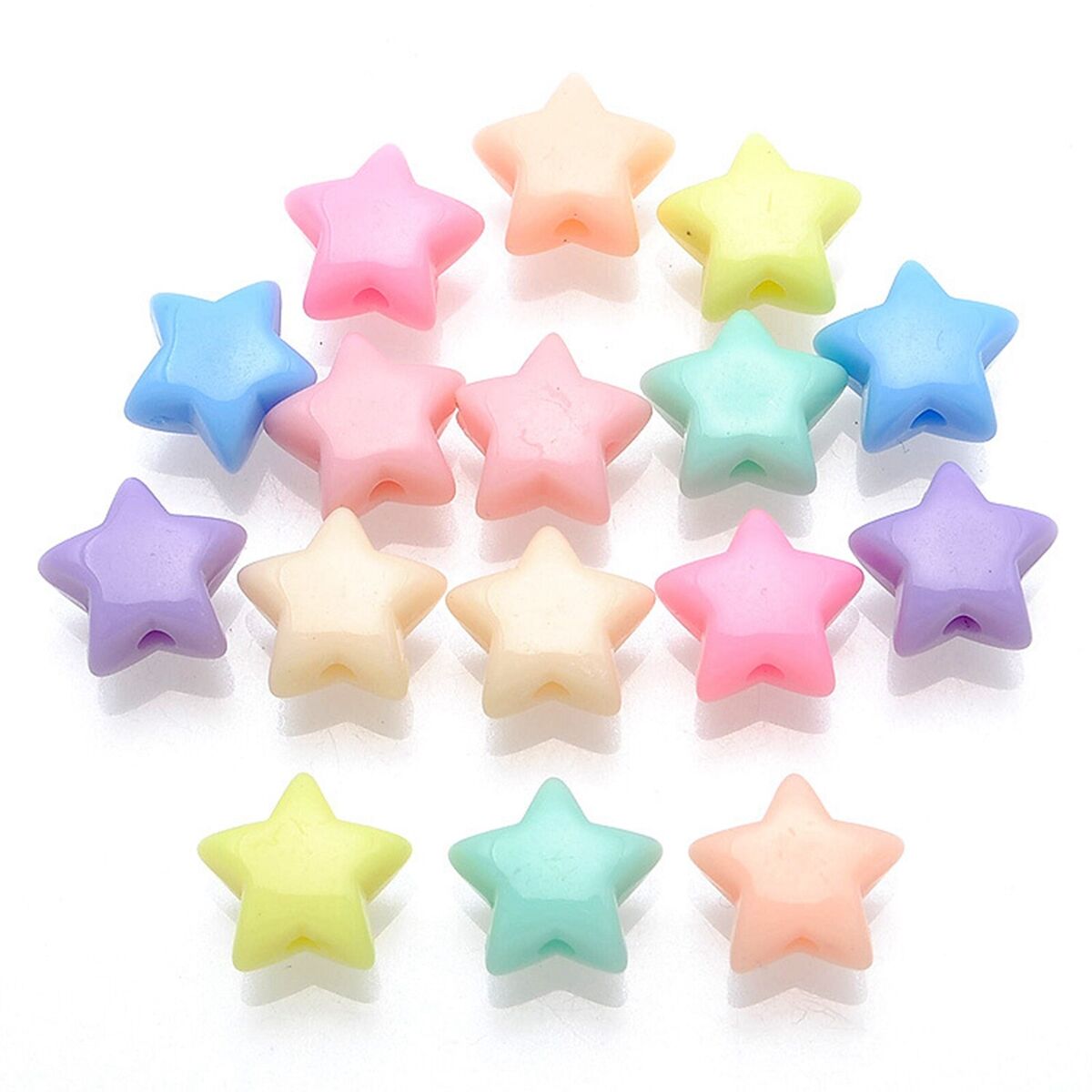 100 Mixed Pastel Color Acrylic Star Beads Charms 14mm Jewelry