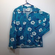 Genuine Hawaiian Aloha Shirt - S - True vintage Barkcloth Long sleeves Pullover