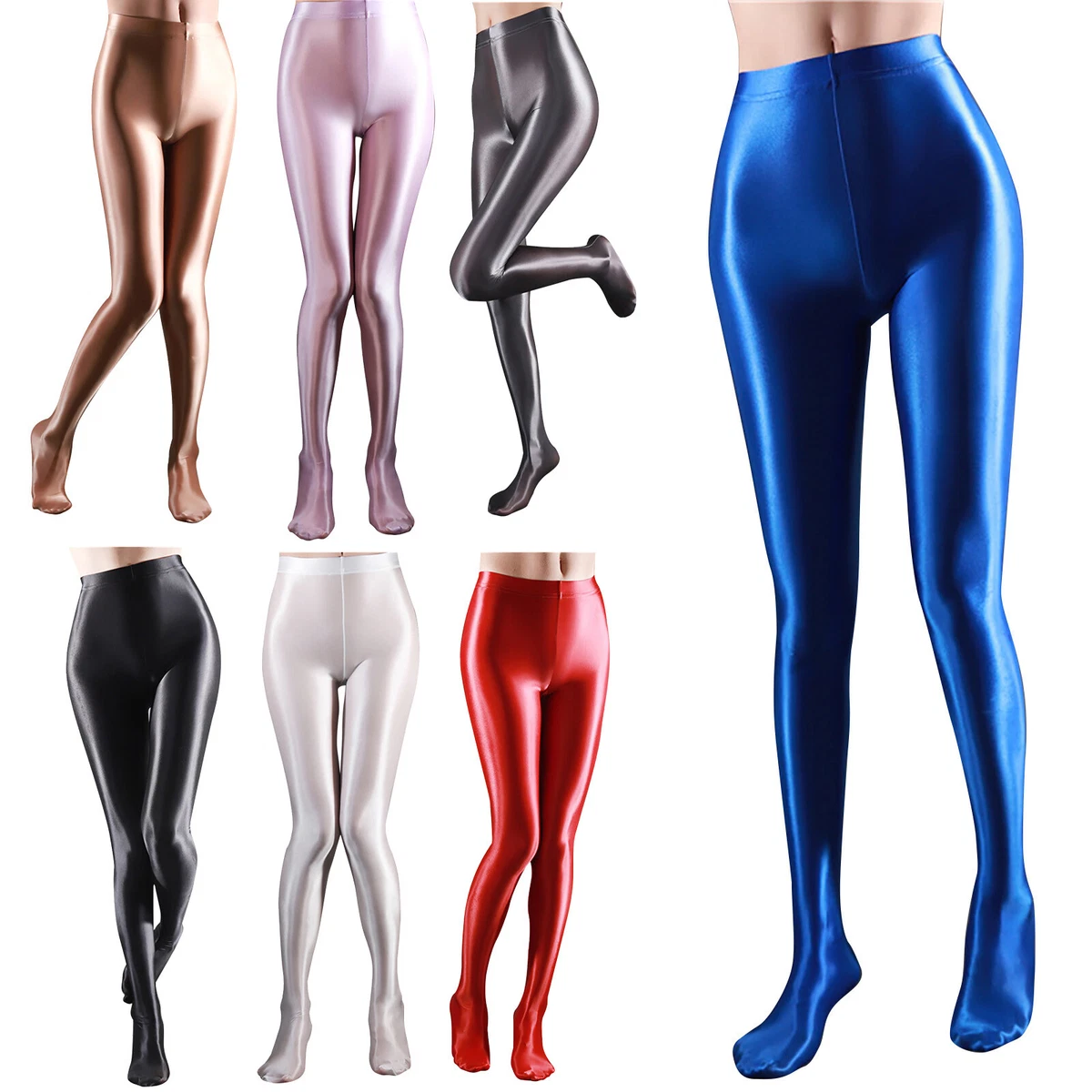 LEOHEX women tights pantyhose Sexy tight-fitting solid color satin pants  pantyhose shiny high waist sexy tights for women Stockings yoga pants  training women sports leggings fitness (Black, M) at  Women's Clothing