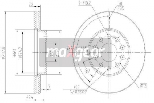 2X Maxgear 19-1059 Bremsscheibe FüR Audi Seat Skoda VW-image