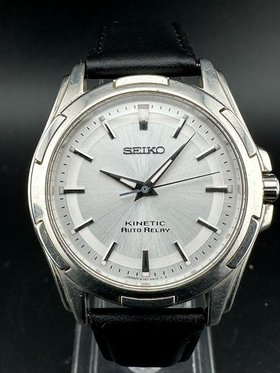 SEIKO セイコー KINETIC AUTO RELAY 5J21-0A10 Seiko Kinetic Auto Relay Men's Silver Dial Quartz Watch 38mm