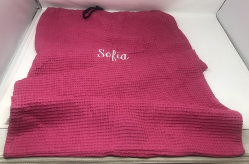 Terrytown Pink Waffle Weave Laundry Bag Personalized “Sophia” Drawstring 21”x36”