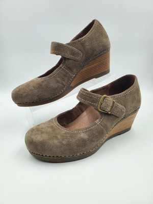 Dansko Sandra Comfort Suede Leather Mary Jane Wedge Heel Shoes Sz 41 | eBay