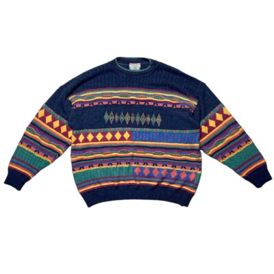 Vintage 90s The Sweater Shop Coogi Style Multicolour Knit Sweater