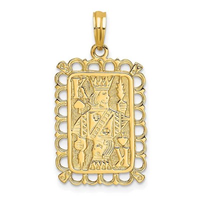 14K Gold King Playing Card Charm 0.7 x 1.2 in