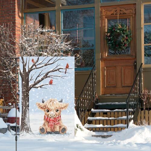 Welcome Winter Garden Flag 12x18 Double Sided, Burlap Small 12x18 Inch Color-1 - Picture 3 of 6