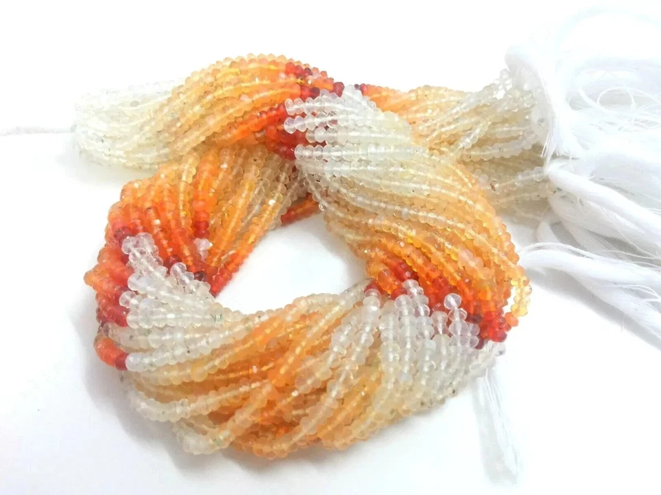 Rondelle de ópalo de fuego mexicano facetado 3-3,5 mm cuentas naturales sueltas 13" pulgadas 1 hilo Foto 4 de 4