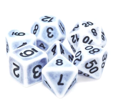 RPG Würfel Set 7-teilig Poly Antik hellblau w4-w20 DND Würfelzeit Rollenspiel