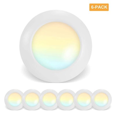 RUN BISON Flush Mount Ceiling 6'' Dimmable Aluminum Indoor Line Voltage White