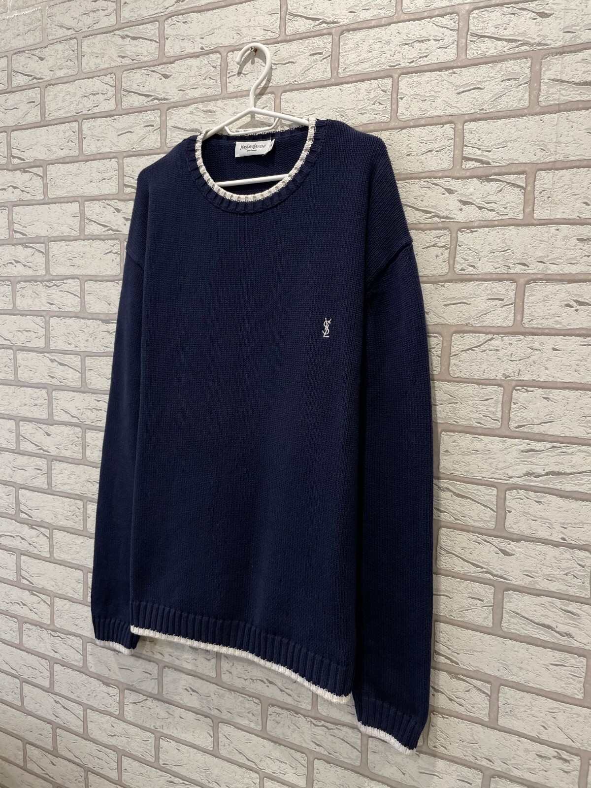 Maglione maglia YSL Yves Saint Laurent uomo blu taglia XXL 2XL